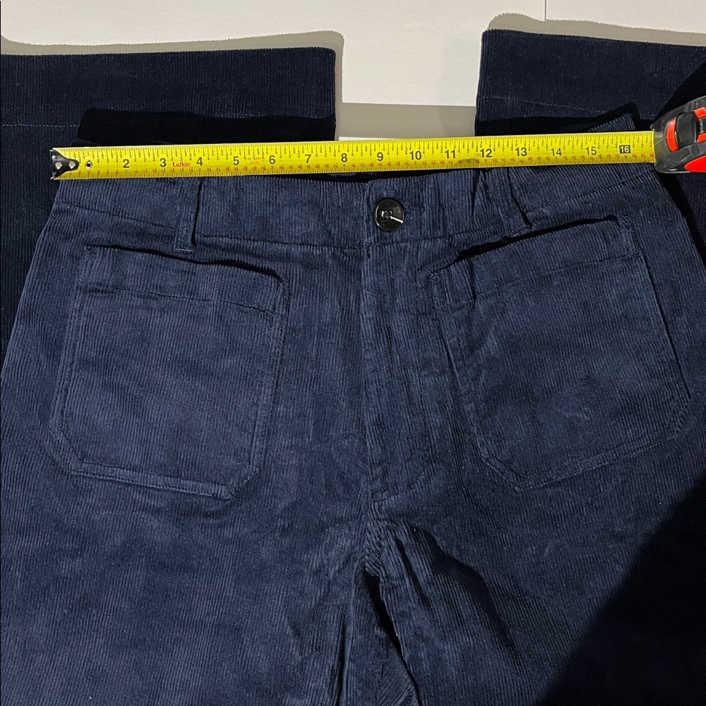 Quince Organic Cotton Stretch Corduroy Cropped Wide Leg Pants Deep Navy sz 12 - Picture 3 of 8